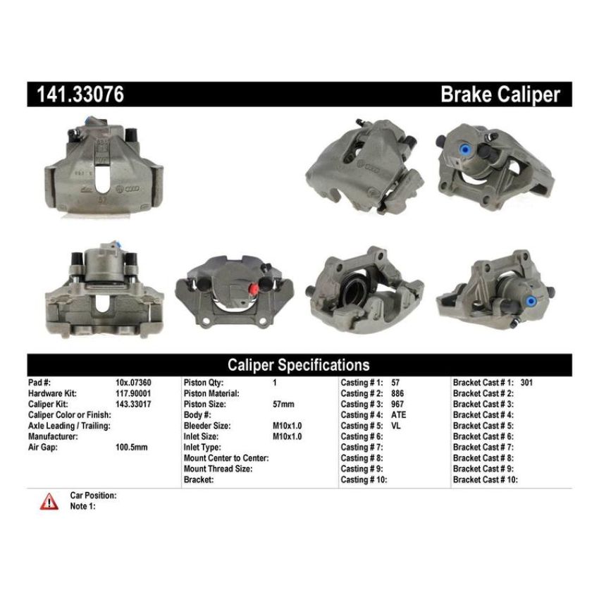 CENTRIC PARTS 141.33076 Centric Semi-Loaded Brake Caliper