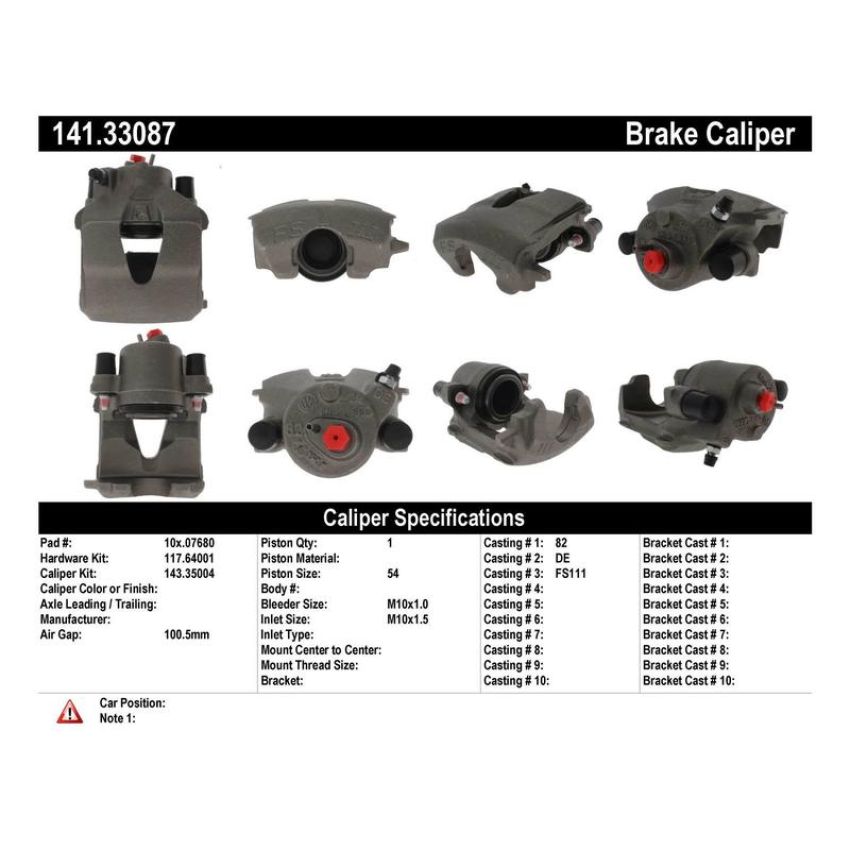 CENTRIC PARTS 141.33087 Centric Semi-Loaded Brake Caliper
