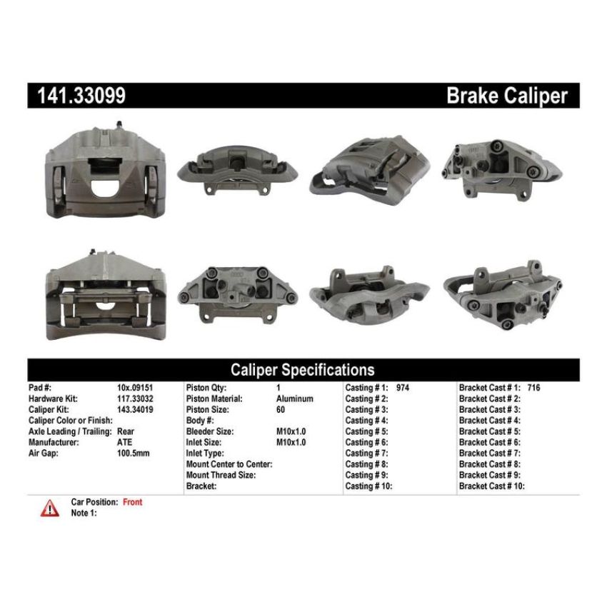 CENTRIC PARTS 141.33099 Centric Semi-Loaded Brake Caliper