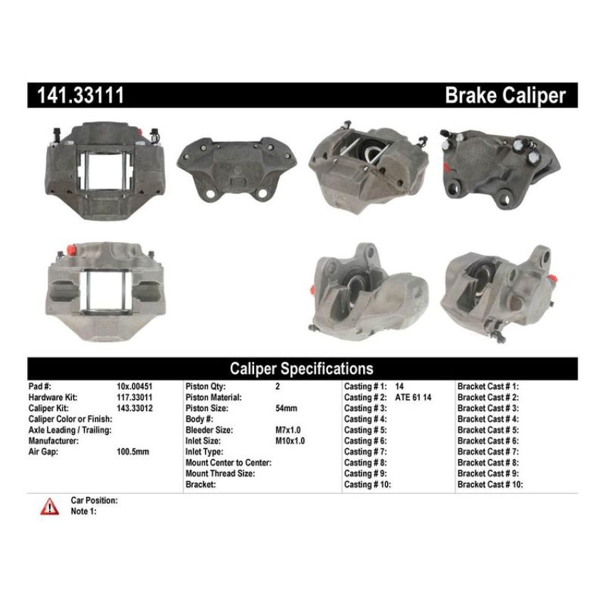 CENTRIC PARTS 141.33111 Centric Semi-Loaded Brake Caliper