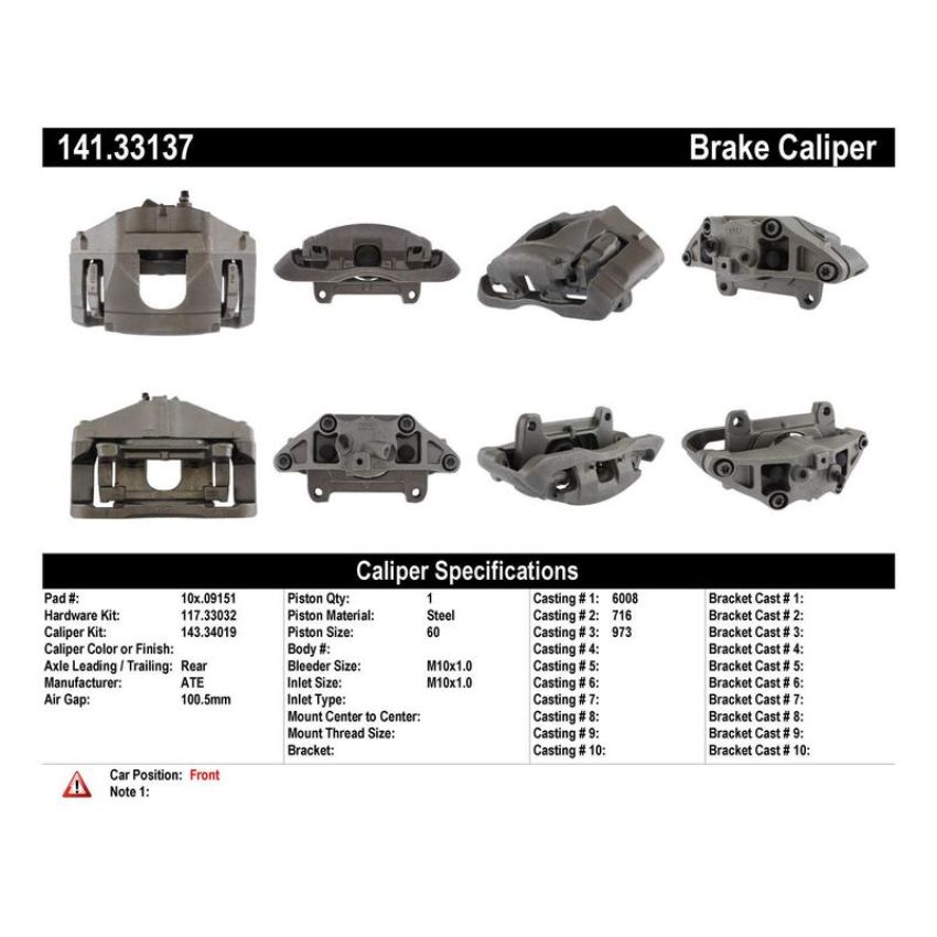CENTRIC PARTS 141.33137 Centric Semi-Loaded Brake Caliper