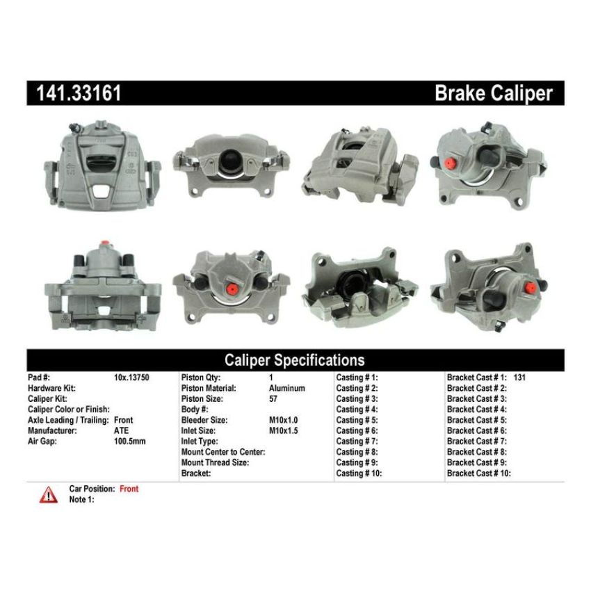 CENTRIC PARTS 141.33161 Centric Semi-Loaded Brake Caliper