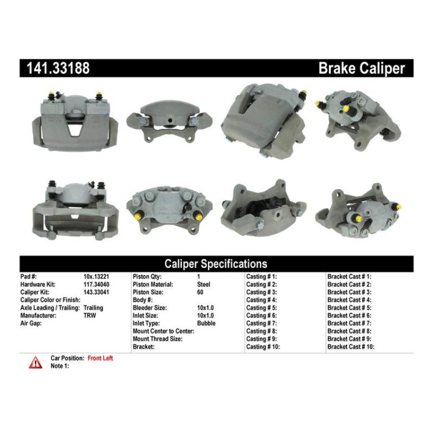 CENTRIC PARTS 141.33188 Centric Semi-Loaded Brake Caliper