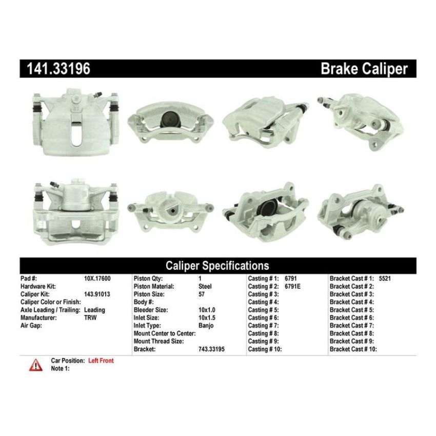 CENTRIC PARTS 141.33196 Centric Semi-Loaded Brake Caliper
