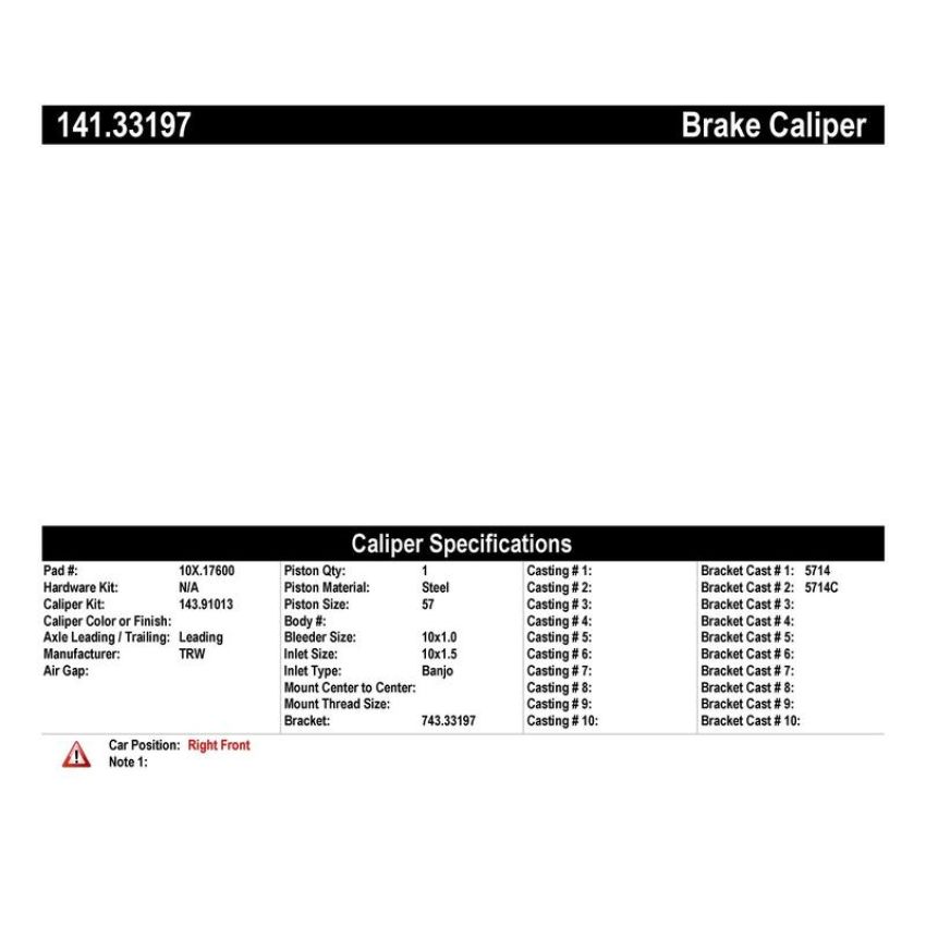 CENTRIC PARTS 141.33197 Centric Semi-Loaded Brake Caliper