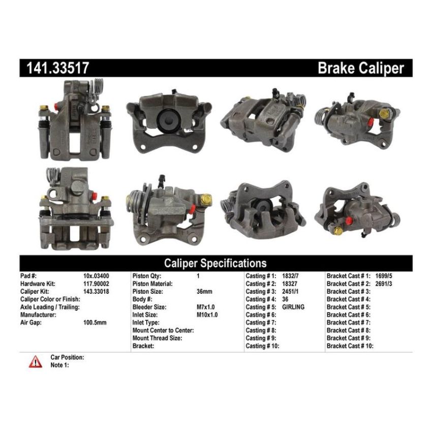 CENTRIC PARTS 141.33517 Centric Semi-Loaded Brake Caliper