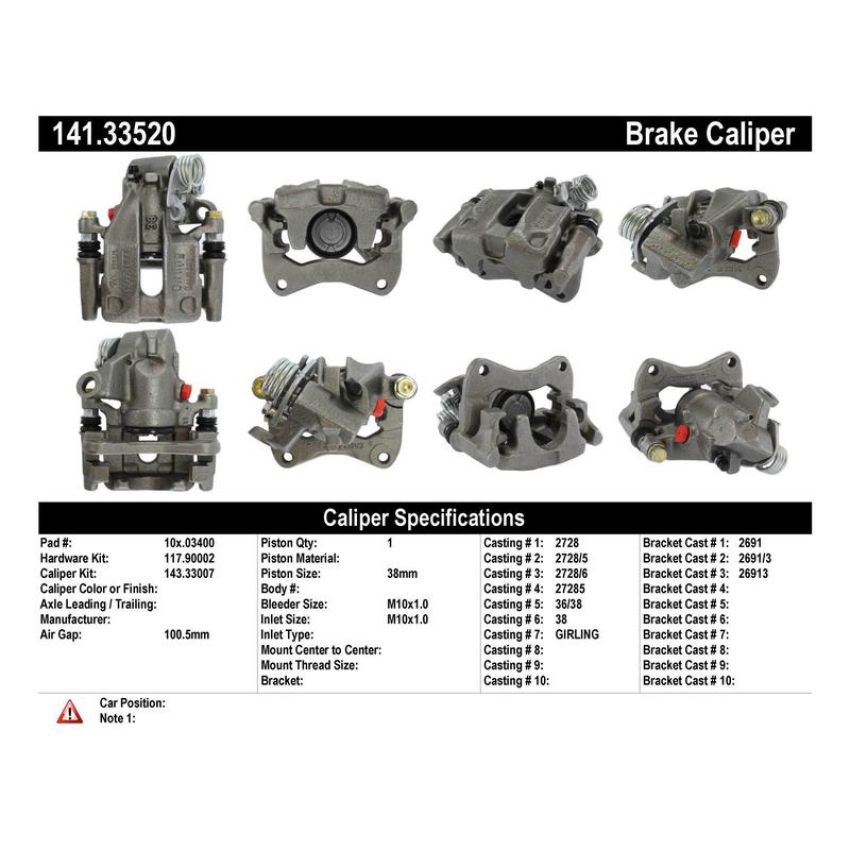 CENTRIC PARTS 141.33520 Centric Semi-Loaded Brake Caliper