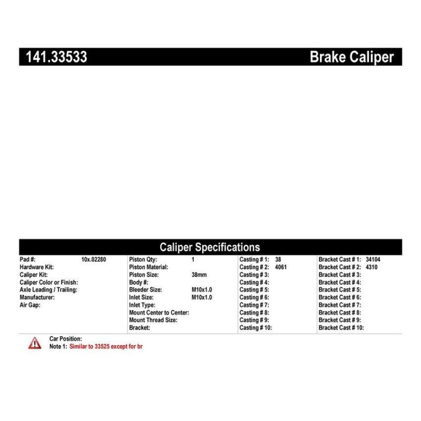 CENTRIC PARTS 141.33533 Centric Semi-Loaded Brake Caliper
