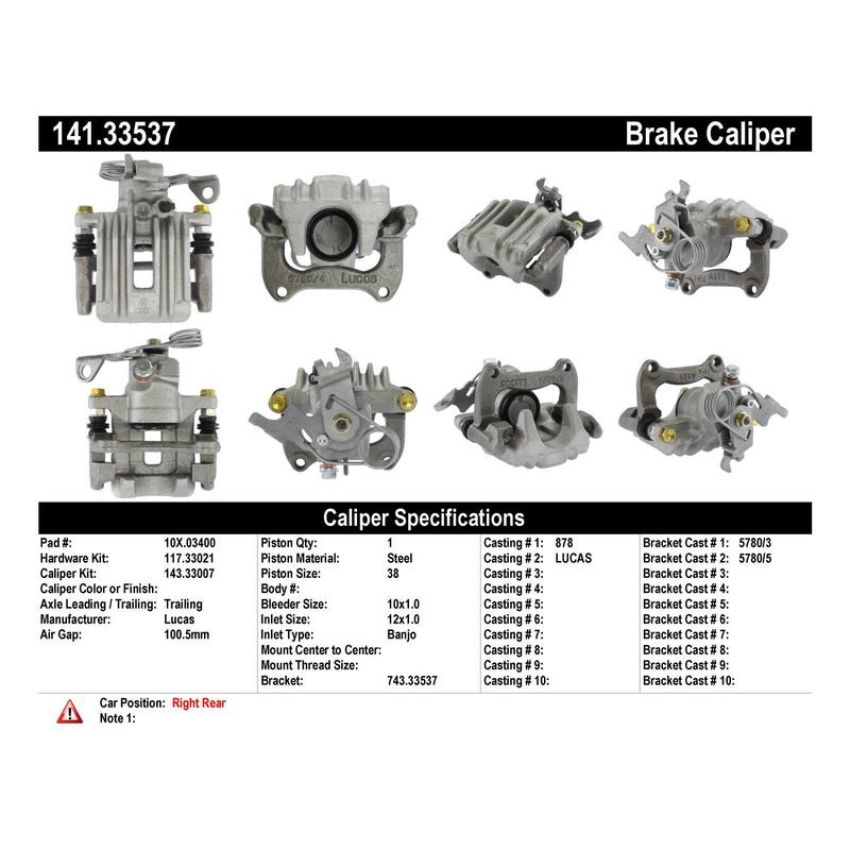 CENTRIC PARTS 141.33537 Centric Semi-Loaded Brake Caliper