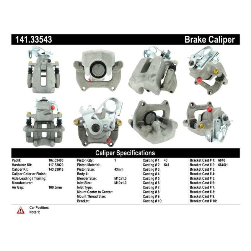 CENTRIC PARTS 141.33543 Centric Semi-Loaded Brake Caliper