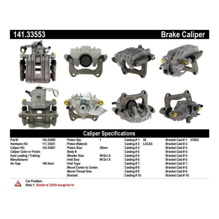 CENTRIC PARTS 141.33553 Centric Semi-Loaded Brake Caliper