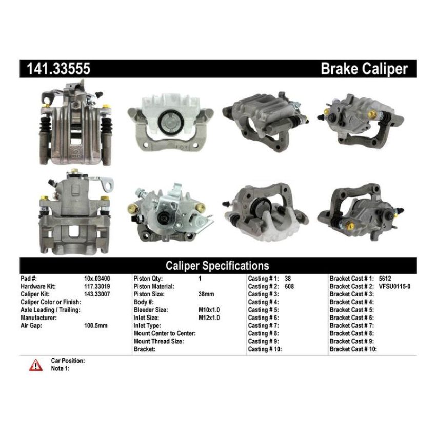CENTRIC PARTS 141.33555 Centric Semi-Loaded Brake Caliper