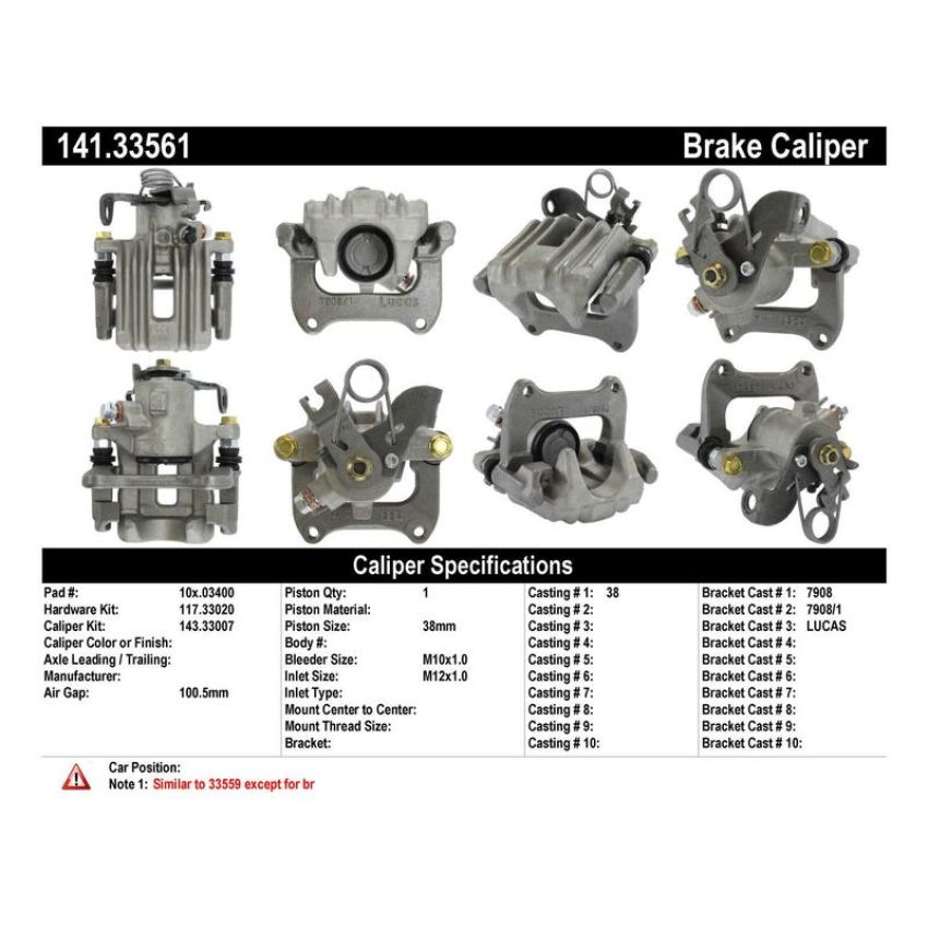 CENTRIC PARTS 141.33561 Centric Semi-Loaded Brake Caliper