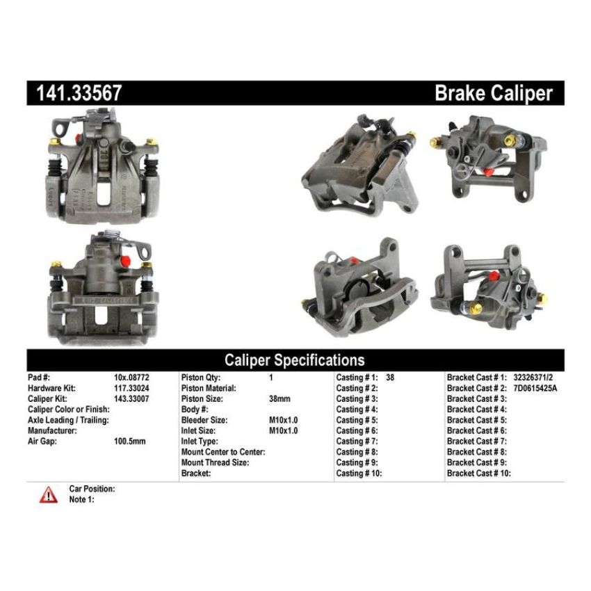 CENTRIC PARTS 141.33567 Centric Semi-Loaded Brake Caliper