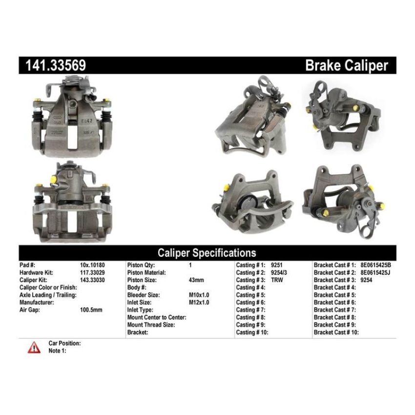 CENTRIC PARTS 141.33569 Centric Semi-Loaded Brake Caliper