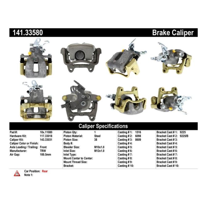 CENTRIC PARTS 141.33580 Centric Semi-Loaded Brake Caliper