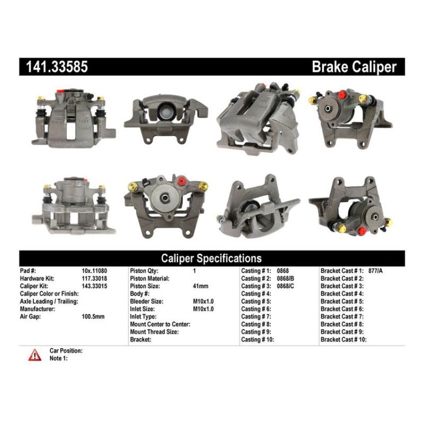 CENTRIC PARTS 141.33585 Centric Semi-Loaded Brake Caliper EPB