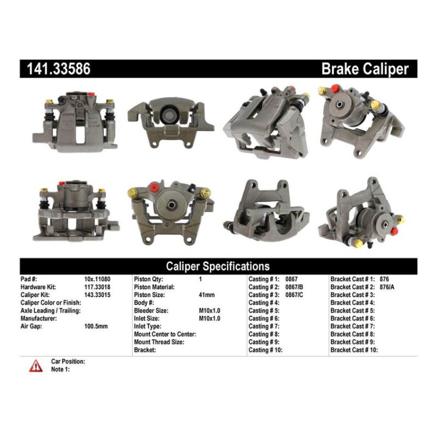 CENTRIC PARTS 141.33586 Centric Semi-Loaded Brake Caliper EPB