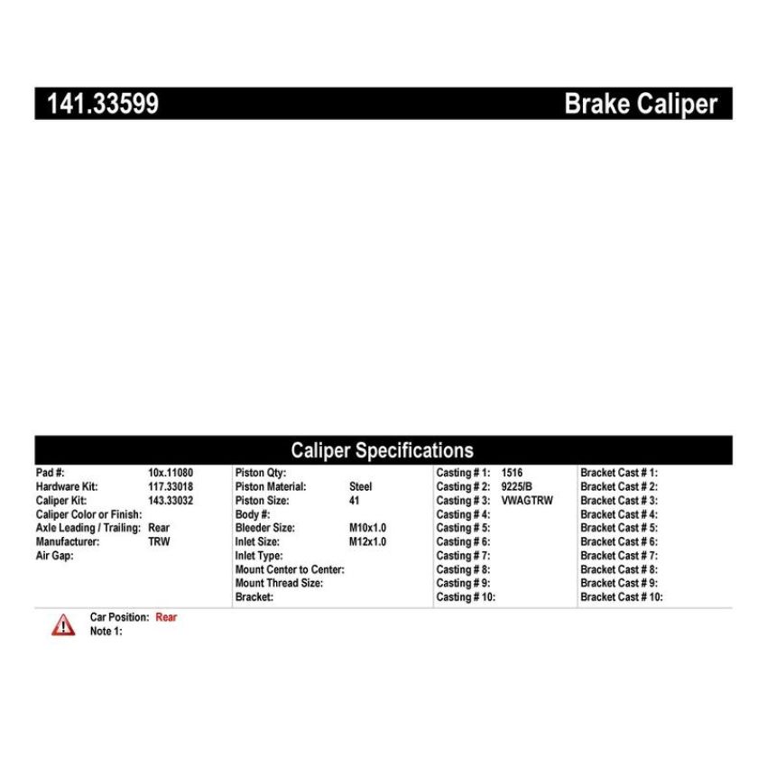 CENTRIC PARTS 141.33599 Centric Semi-Loaded Brake Caliper