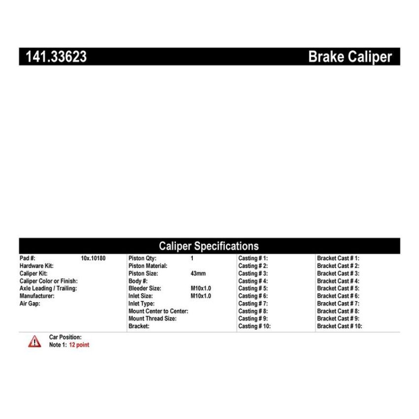 CENTRIC PARTS 141.33623 Centric Semi-Loaded Brake Caliper EPB