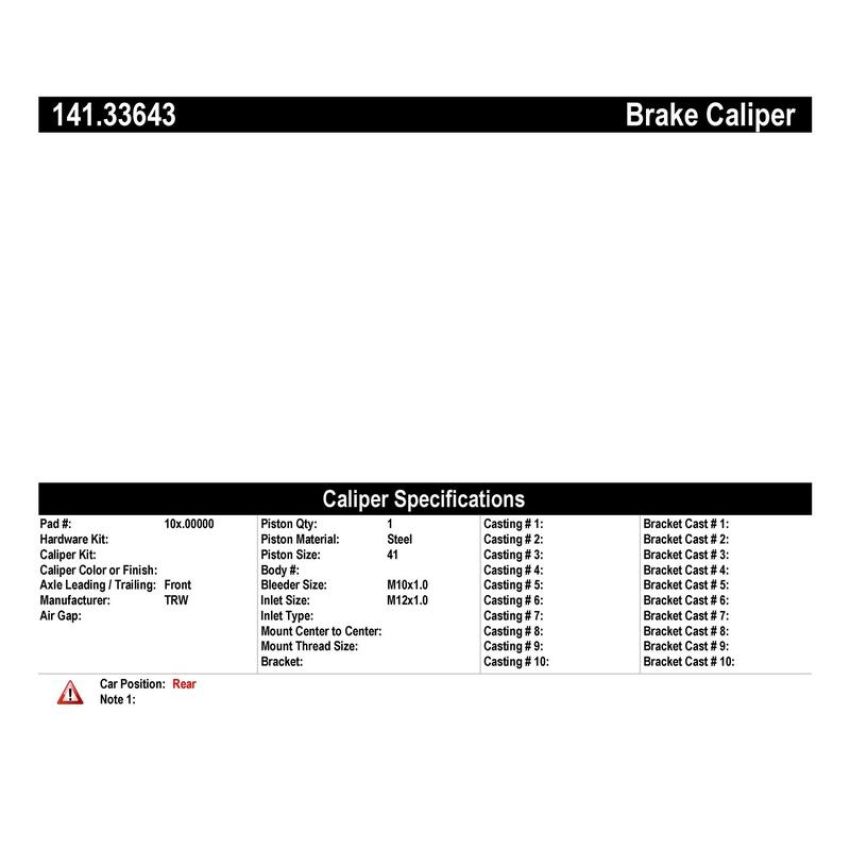 CENTRIC PARTS 141.33643 Centric Semi-Loaded Brake Caliper