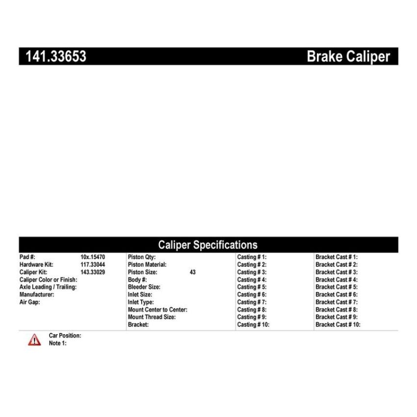 CENTRIC PARTS 141.33653 Centric Semi-Loaded Brake Caliper EPB