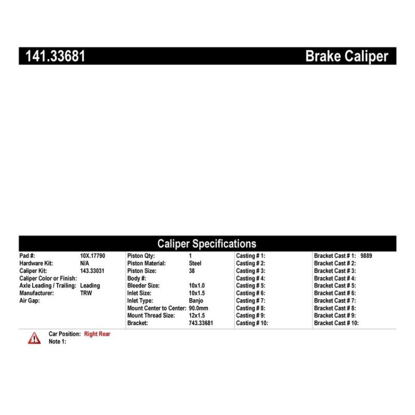 CENTRIC PARTS 141.33681 Centric Semi-Loaded Brake Caliper