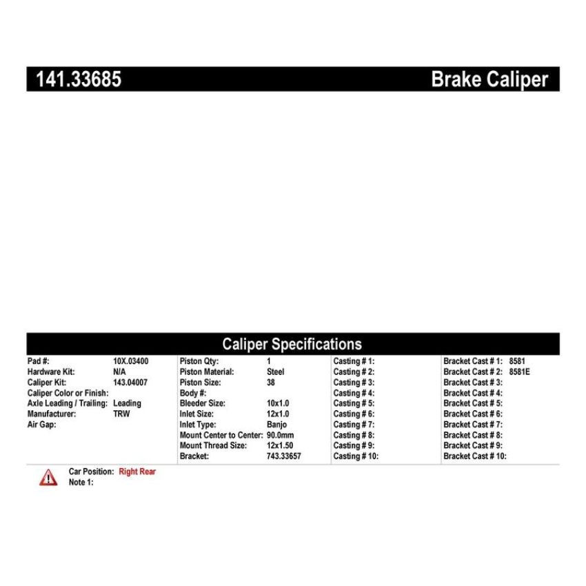 CENTRIC PARTS 141.33685 Centric Semi-Loaded Brake Caliper