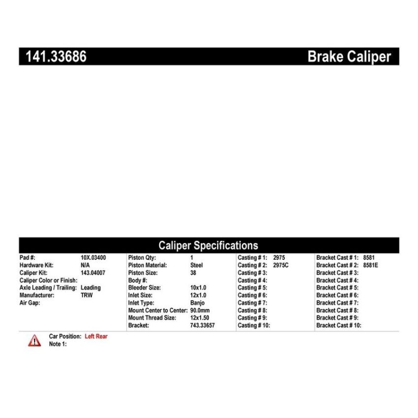 CENTRIC PARTS 141.33686 Centric Semi-Loaded Brake Caliper