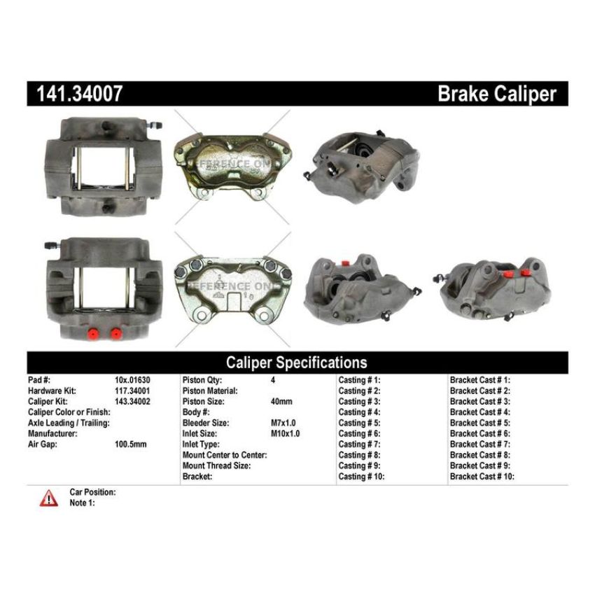 CENTRIC PARTS 141.34007 Centric Semi-Loaded Brake Caliper