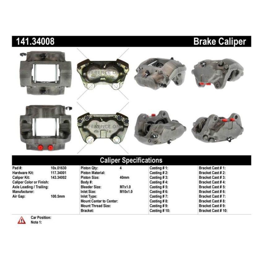 CENTRIC PARTS 141.34008 Centric Semi-Loaded Brake Caliper