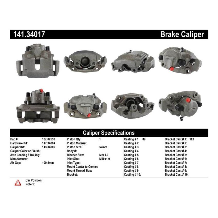 CENTRIC PARTS 141.34017 Centric Semi-Loaded Brake Caliper
