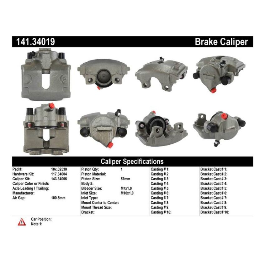 CENTRIC PARTS 141.34019 Centric Semi-Loaded Brake Caliper
