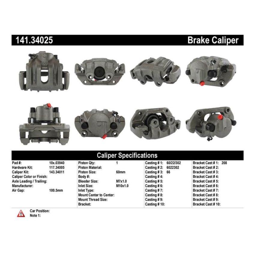 CENTRIC PARTS 141.34025 Centric Semi-Loaded Brake Caliper