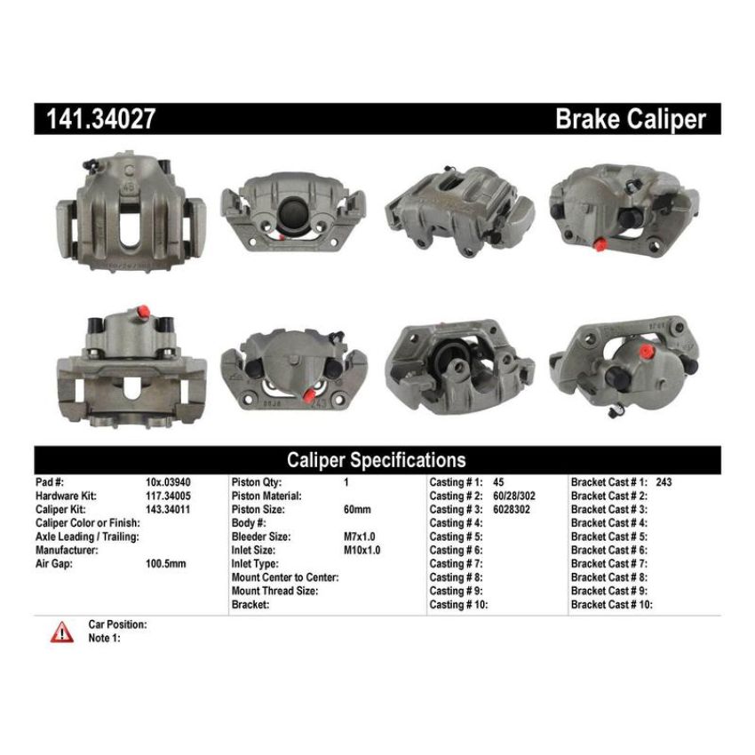 CENTRIC PARTS 141.34027 Centric Semi-Loaded Brake Caliper