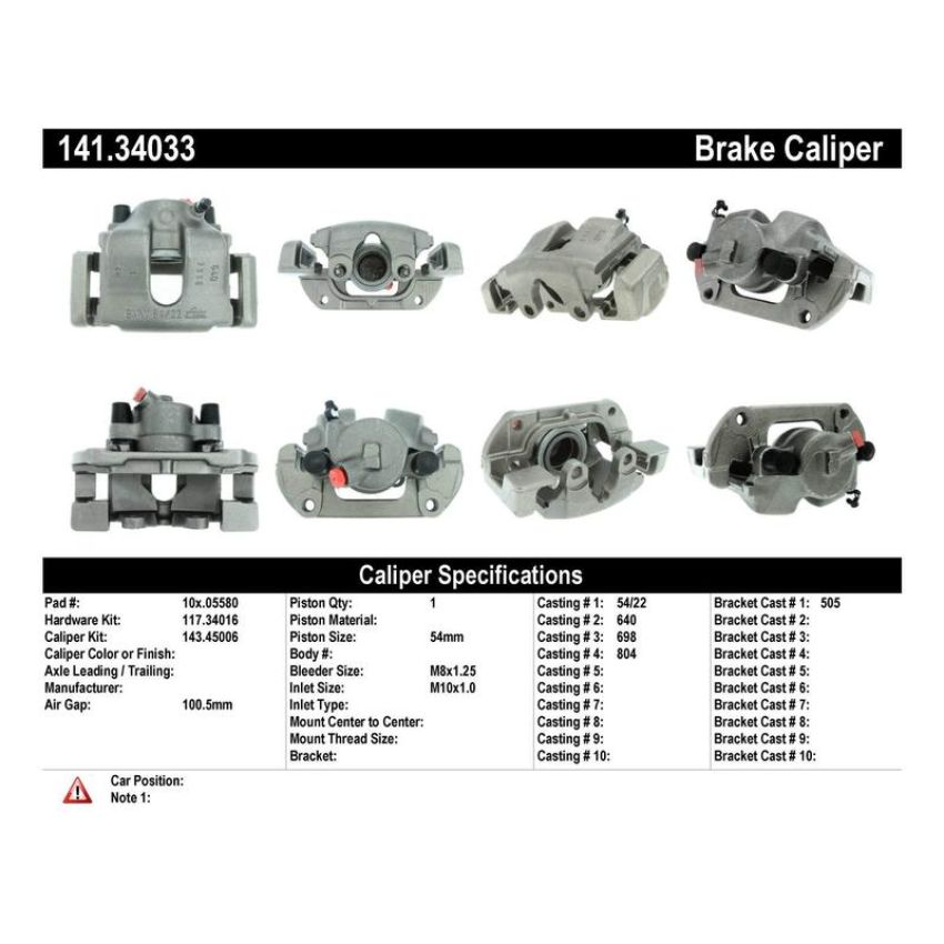 CENTRIC PARTS 141.34033 Centric Semi-Loaded Brake Caliper