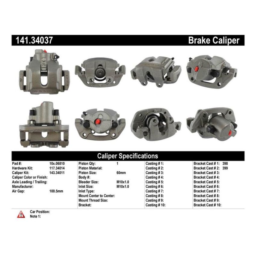 CENTRIC PARTS 141.34037 Centric Semi-Loaded Brake Caliper
