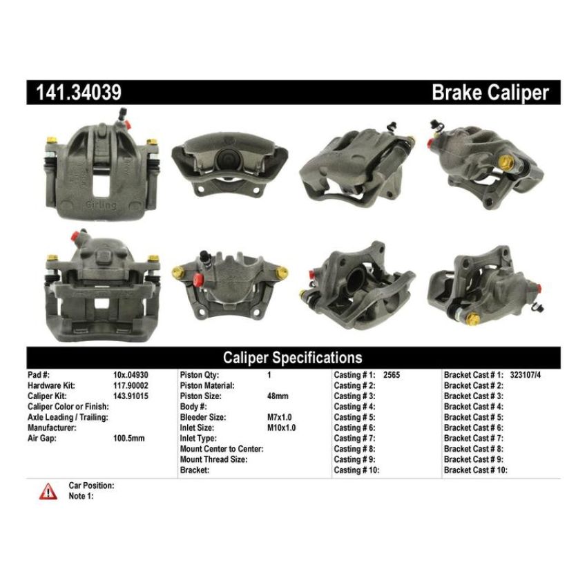CENTRIC PARTS 141.34039 Centric Semi-Loaded Brake Caliper