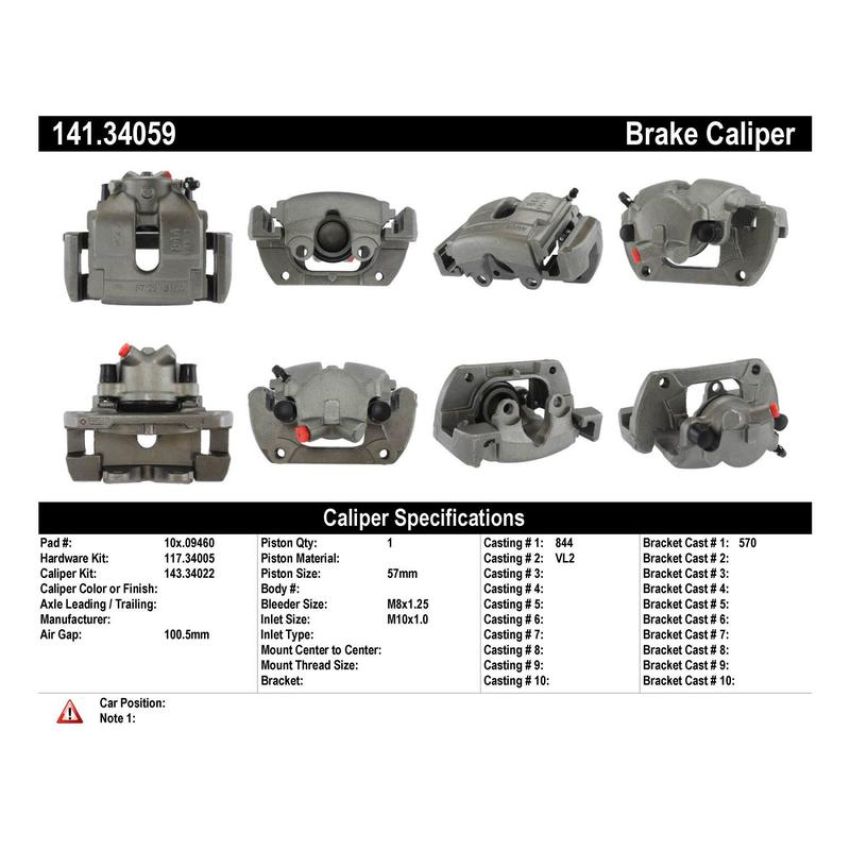 CENTRIC PARTS 141.34059 Centric Semi-Loaded Brake Caliper