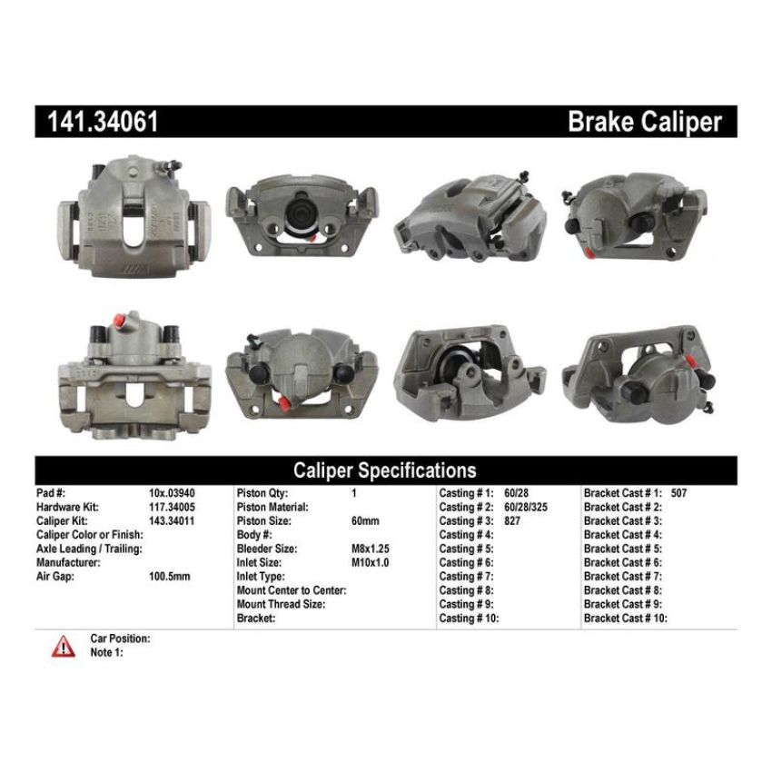 CENTRIC PARTS 141.34061 Centric Semi-Loaded Brake Caliper