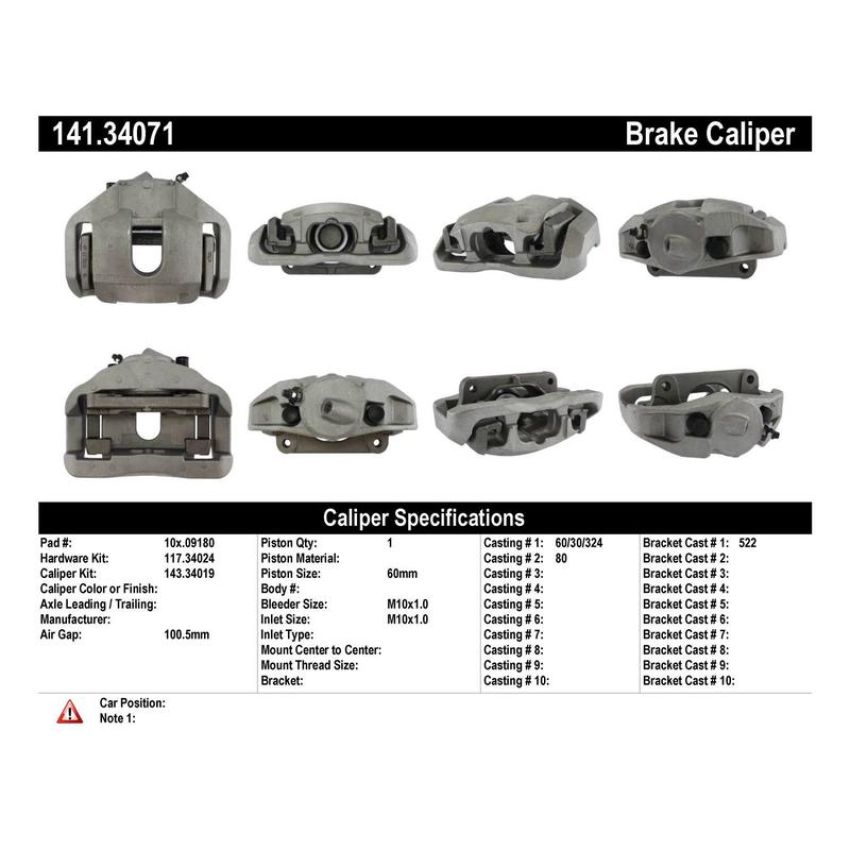 CENTRIC PARTS 141.34071 Centric Semi-Loaded Brake Caliper