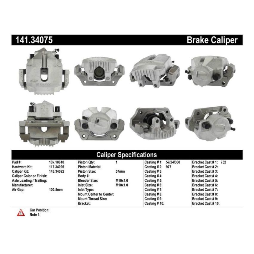 CENTRIC PARTS 141.34075 Centric Semi-Loaded Brake Caliper