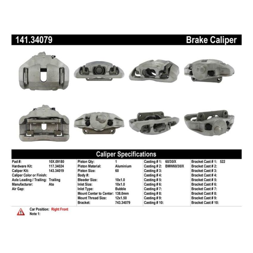 CENTRIC PARTS 141.34079 Centric Semi-Loaded Brake Caliper
