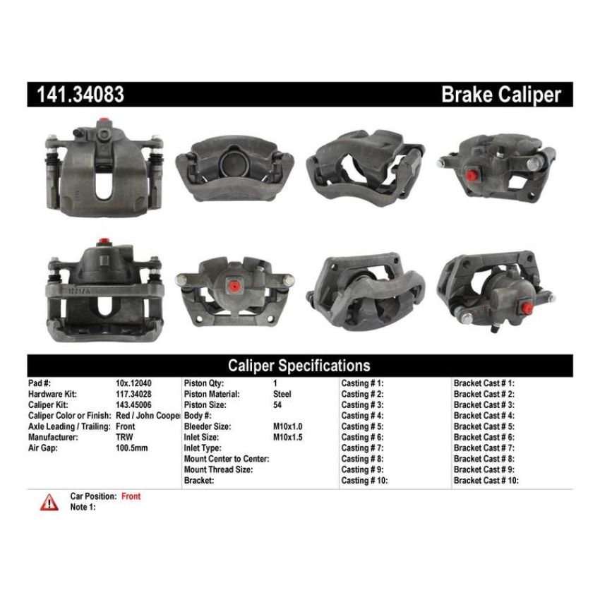 CENTRIC PARTS 141.34083 Centric Semi-Loaded Brake Caliper