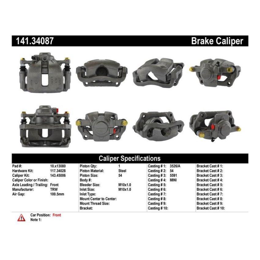 CENTRIC PARTS 141.34087 Centric Semi-Loaded Brake Caliper