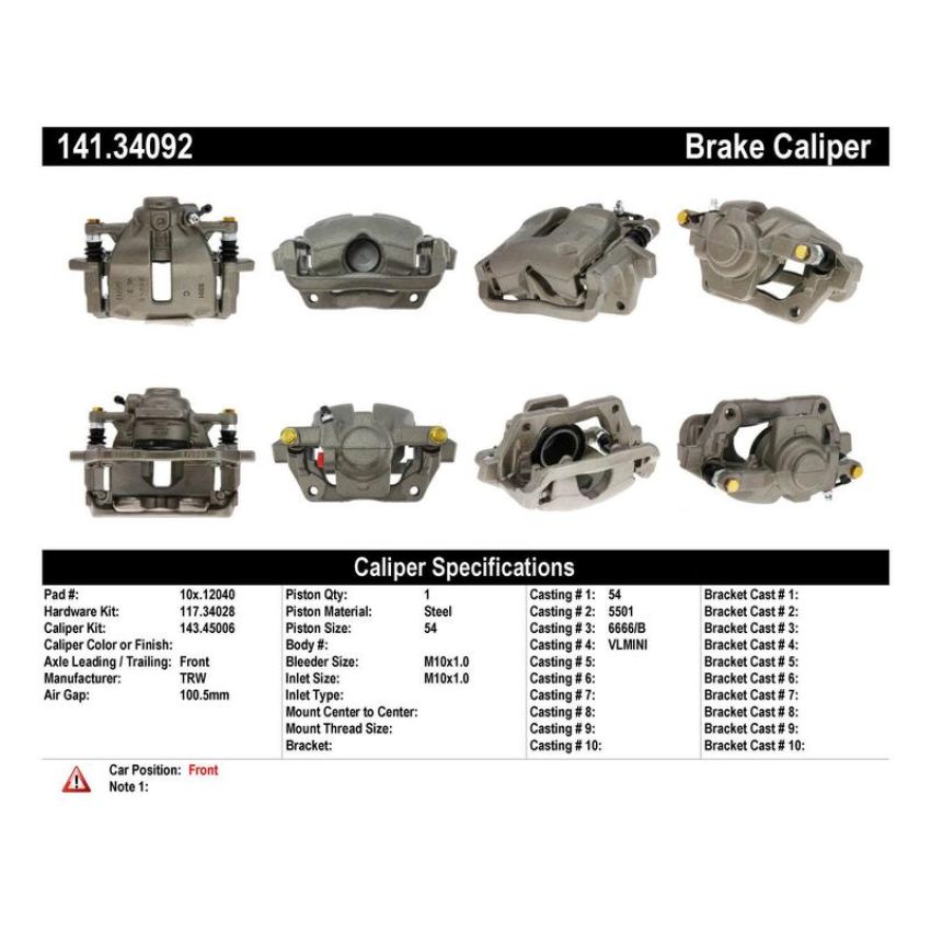 CENTRIC PARTS 141.34092 Centric Semi-Loaded Brake Caliper
