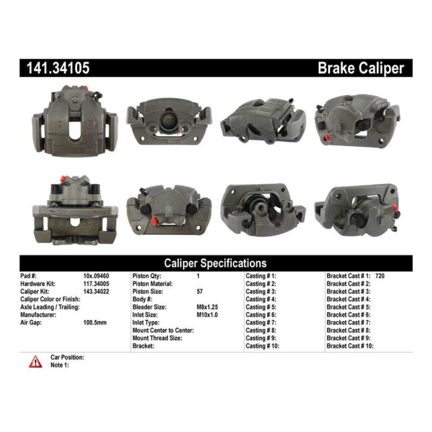 CENTRIC PARTS 141.34105 Centric Semi-Loaded Brake Caliper