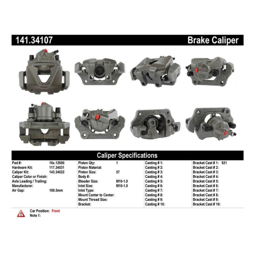CENTRIC PARTS 141.34107 Centric Semi-Loaded Brake Caliper