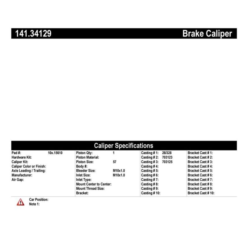 CENTRIC PARTS 141.34129 Centric Semi-Loaded Brake Caliper