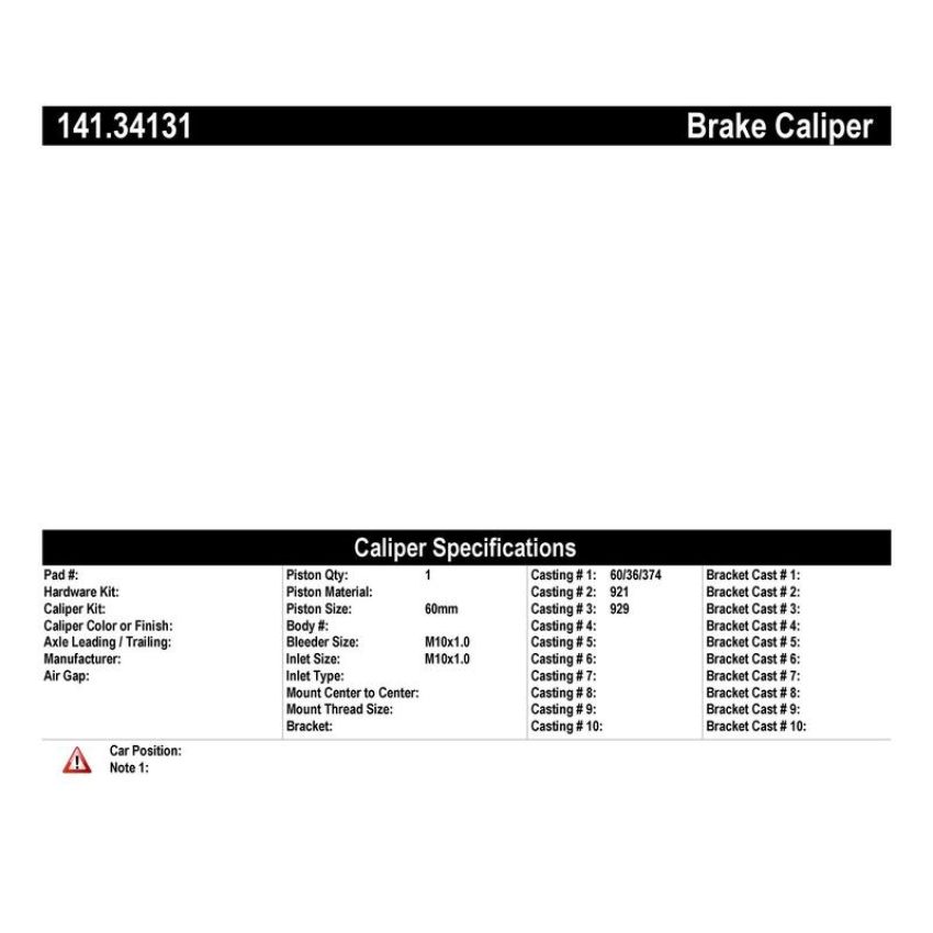 CENTRIC PARTS 141.34131 Centric Semi-Loaded Brake Caliper